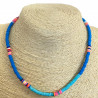 Collar heishi azul claro y oscuro