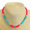 Collar heishi de turquesa y perla rosa