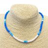 Blue and white heishi necklace