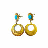 Pendientes Sunburst de acero inoxidable chapado en oro