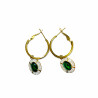 Gold-plated stainless steel green stone earrings