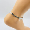 Stainless steel ankle chain, flat, silver-plated