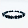 G151-101 Bracelets minéraux Pierre de Lave et Obsidienne