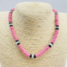 Collier fantaisie bois de coco filles rose et noir