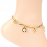 Anklet chain, gold-plated stainless steel, geometric pattern