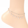 Anklet chain silver plated stainless steel small crystals