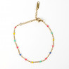 Pulsera de acero inoxidable chapado en oro con cuentas multicolores