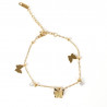 Gold-plated stainless steel bracelet with butterflies and crystals