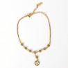 Pulsera de acero inoxidable chapado en oro con charm de strass