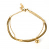 Pulsera de acero inoxidable chapado en oro con charm de esfera