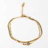 Pulsera de acero inoxidable chapado en oro con brillantes