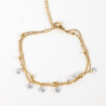 Pulsera de acero inoxidable chapado en oro con brillantes