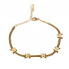 Pulsera de acero inoxidable chapado en oro con mariposas brillantes