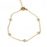 Pulsera de acero inoxidable chapado en oro con brillantes