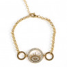 Gold-plated stainless steel bracelet with rhinestone eye