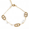 Elegant gold-plated stainless steel bracelet with white pearls