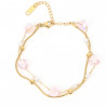 Bracciale in acciaio inossidabile placcato oro con cuore in cristallo rosa