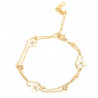 Pulsera de acero inoxidable chapado en oro con flores blancas