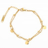 Pulsera de corazones pequeños de acero inoxidable chapado en oro