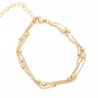 Pulsera de triple cadena de acero inoxidable chapado en oro con perlas