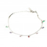 Bracciale in acciaio inossidabile argentato con strass multicolori