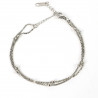 Silver-plated stainless steel double chain bracelet with pearls