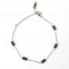 Silver-plated stainless steel bracelet with green rhinestones