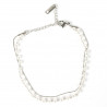 Pulsera de acero inoxidable plateado con perlas finas