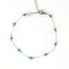 Pulsera de acero inoxidable plateado con finas perlas verdes