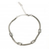 Silver-plated stainless steel bracelet with white rhinestones