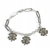 Stainless steel bracelet silver plated 3 clovers