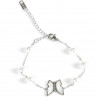 Silver-plated stainless steel bracelet with butterflies and pearly pearls