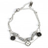 Silver-plated stainless steel double chain bracelet with rhinestones