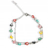 Silver-plated stainless steel bracelet with multicolor Nazar's eye beads