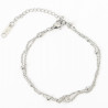 Silver-plated stainless steel bracelet with rhinestone lining