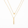 Gold-plated stainless steel double chain pendant necklace