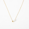 Gold-plated stainless steel necklace with white pearl and heart