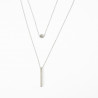 Silver-plated stainless steel double chain pendant necklace