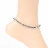 Anklet chain fine crystals Blue grey