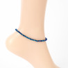 Fine crystal anklet chain Metallic blue