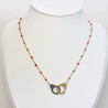 Gold and red steel handcuff necklace