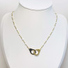 Gold and white steel handcuff necklace