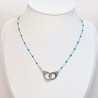 Silver and blue steel handcuff necklace