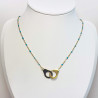 Gold and blue steel handcuff necklace