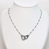 Handcuff necklace in silver and black steel