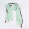 Foulard long vert avec bande bordeaux