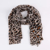 Beige long leopard scarf