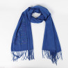 Dark blue long scarf with colored rhinestones