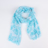 Foulard long fleurs turquoise