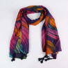 Foulard long multi couleurs pompon